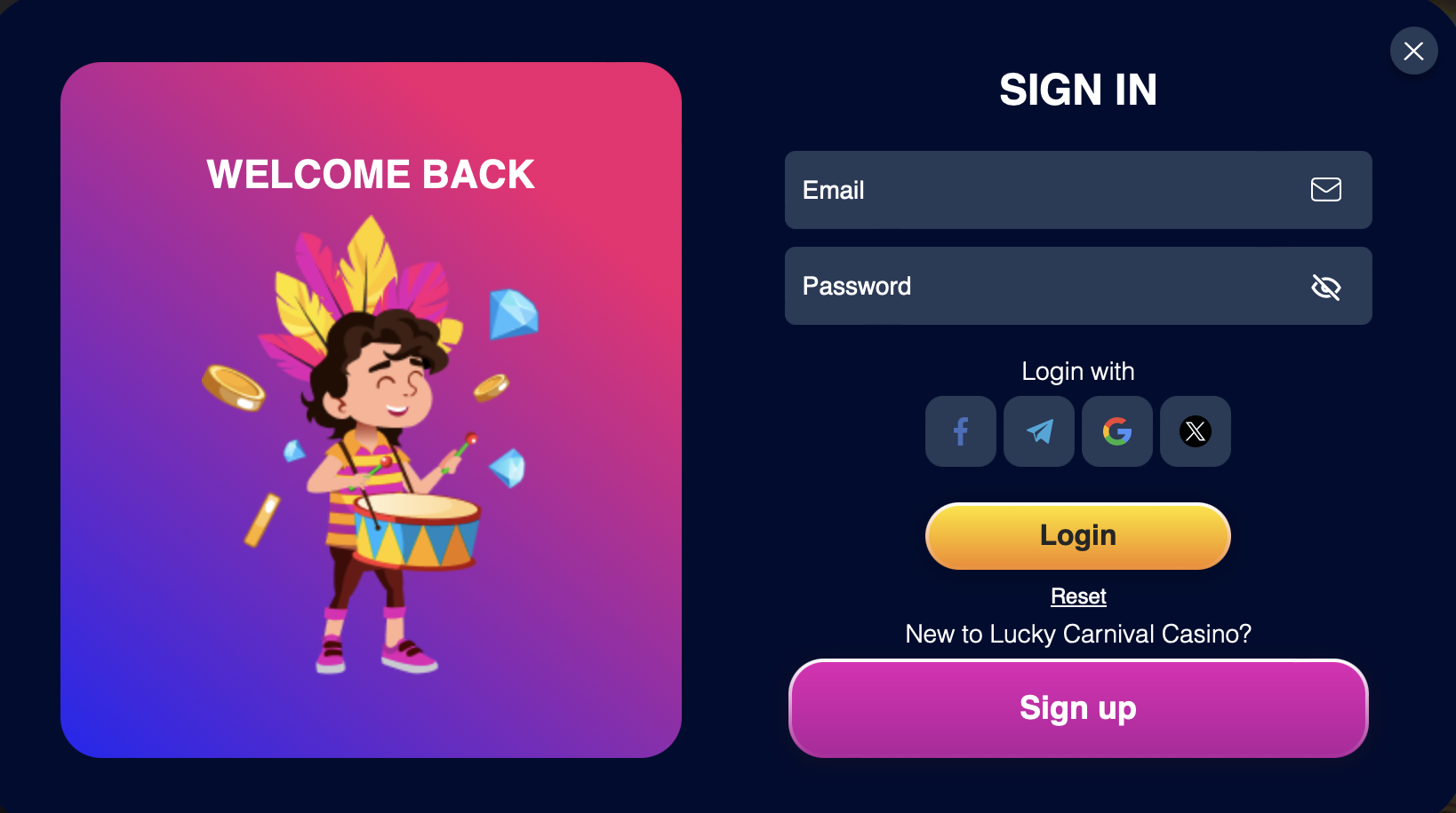 Lucky Carnival Casino Login